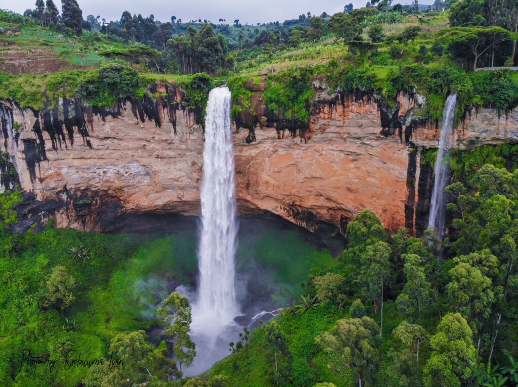 Sipi Falls cascading down the mountain